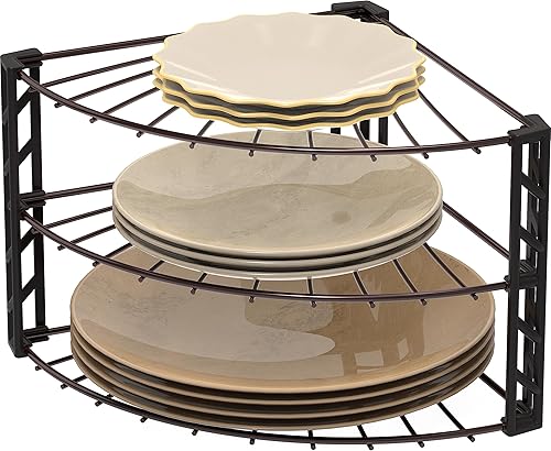 Simple Houseware - Organizador de estantería esquinera de 3 niveles para encimera, bronce