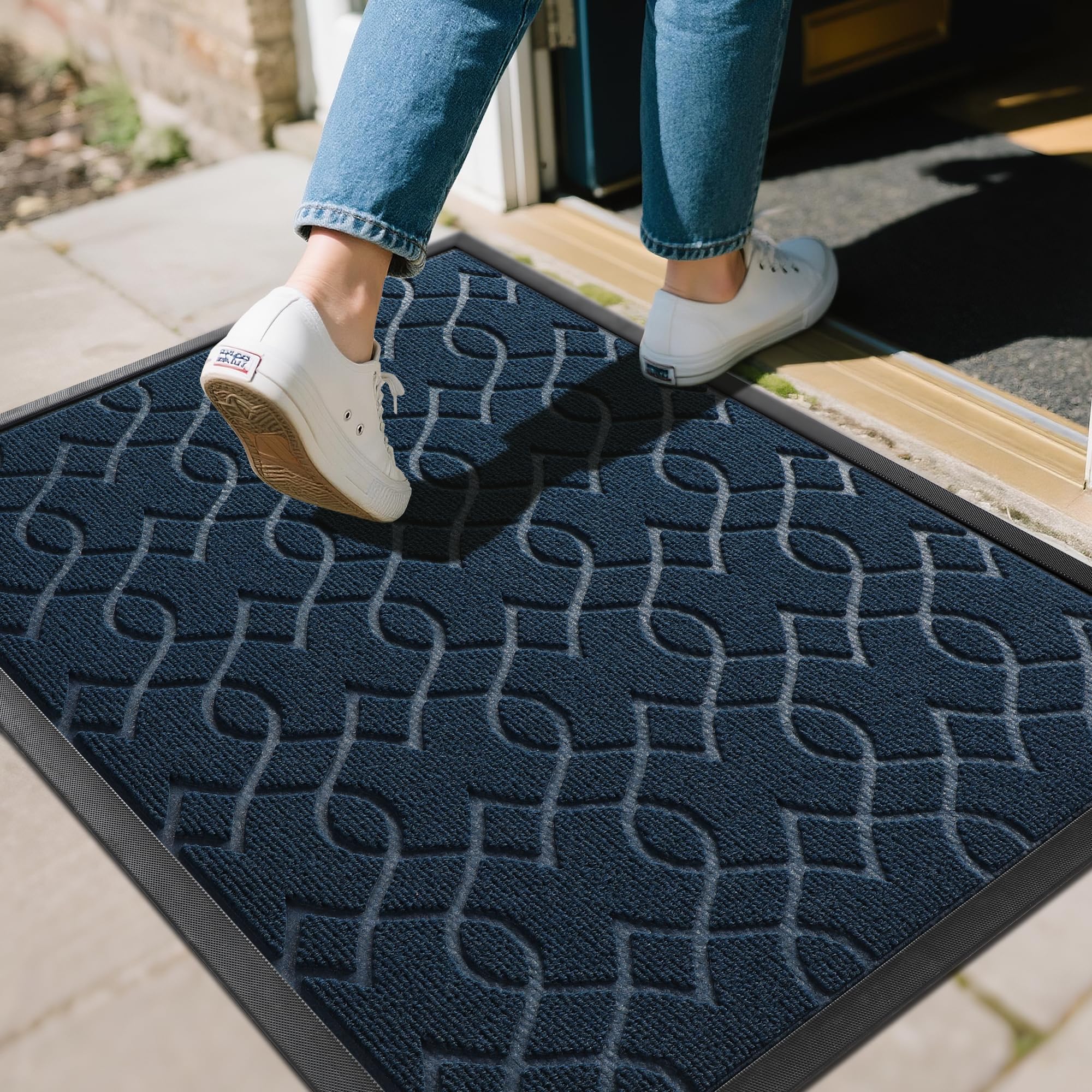 Yimobra Outdoor Mats for Front Door 29.5x17, All-Season Waterproof Doormat Outdoor Entrance, Heavy Duty Non-Slip Outside Door Mat for Garage Patio