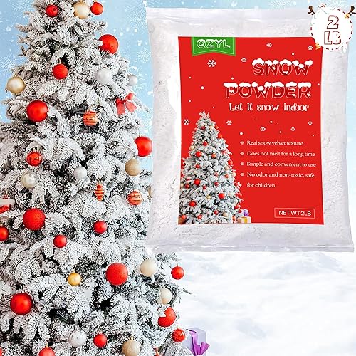 Miniatura 1 de Polvo de flocado de nieve, 2 libras autoadhesivo para árbol de Navidad, bandada de nieve blanca para corona de árboles artificiales, guirnaldas y