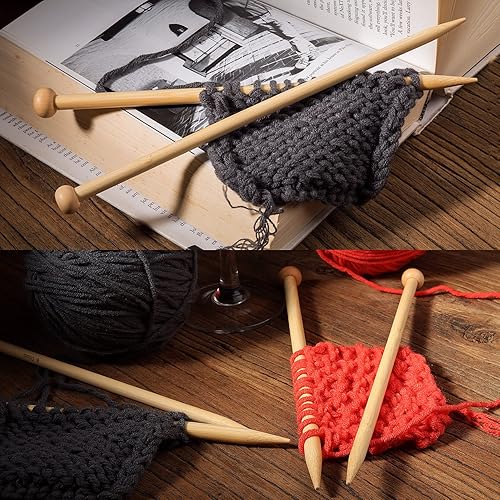 Miniatura 7 de Agujas de tejer de bambú, agujas de tejer carbonizadas de un solo punto, 18 tamaños, 0.08 pulgadas y 0.39 pulgadas, uso para bricolaje creativo