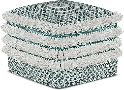 Miniatura 68 de SIMPLIHOME Nisi - Puf redondo de punto para exterior/interior en poliéster PET reciclado gris claro para sala de estar, dormitorio y habitación de