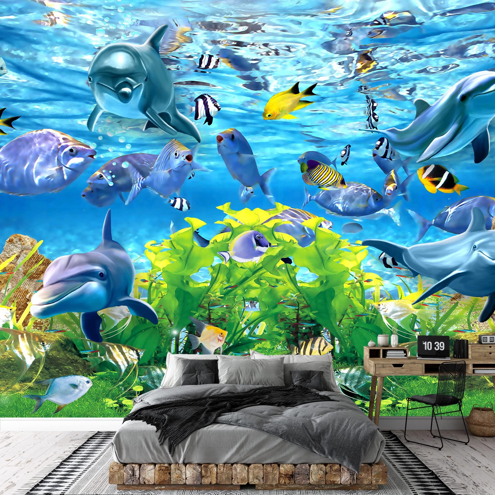 Kitchen Wall Decoration With Fishes And Seaweed Decal