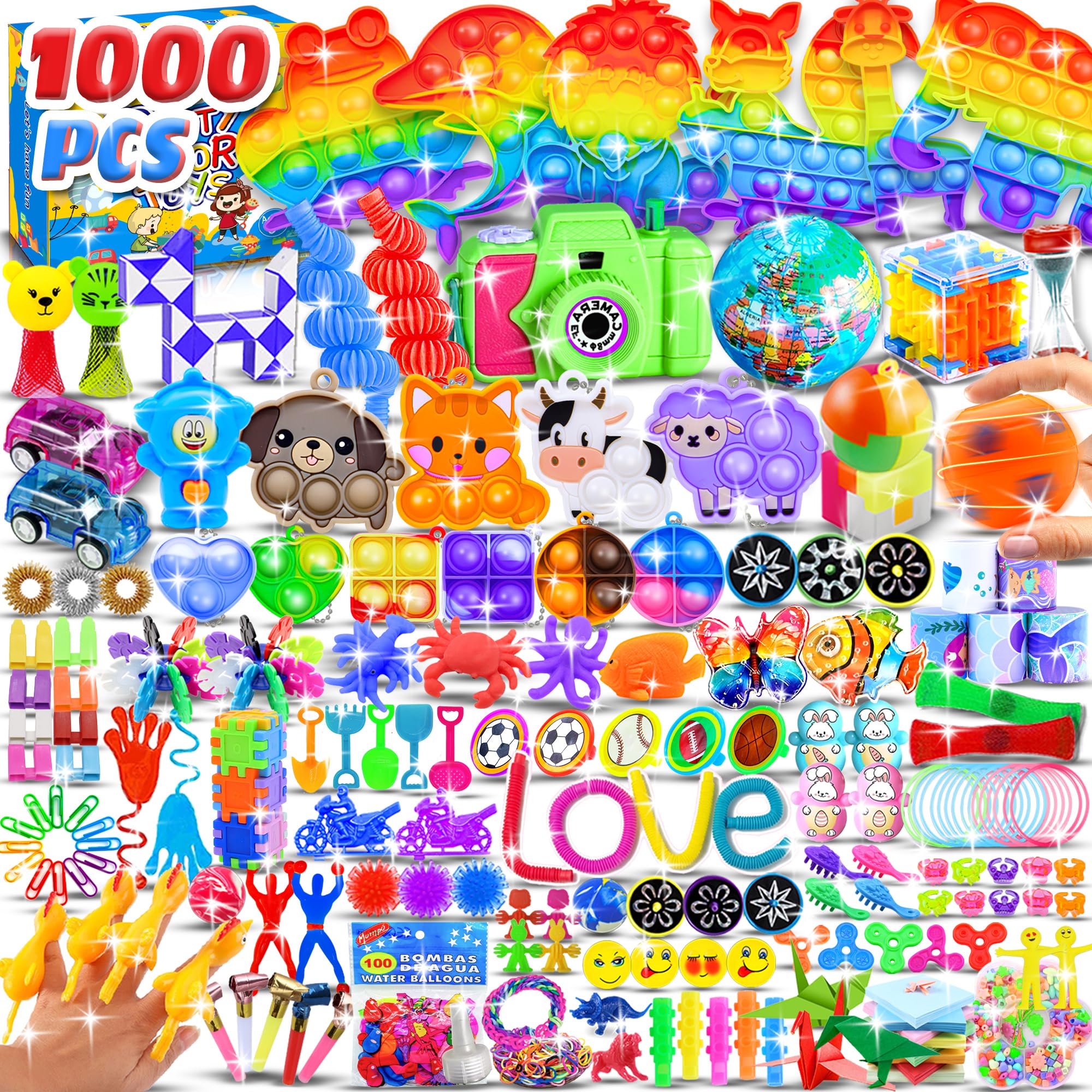 Erosbon 1000pcs Party Favors for Kids, Fidget Toys Pack,Bulk Toys Goodie Bag Stuffers,Prize for Kids Treasure Box Toys for Classroom Rewards ,Birthday Party Gift, Carnival Prize, Pinata Pinata Filler