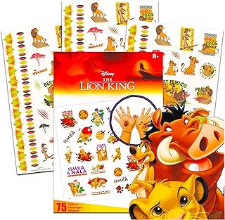 Disney Lion King Tattoos Party Favors Pack - Bundle Includes 75 Cartoon Temporary Tattoos | Lion King Party Supplies
