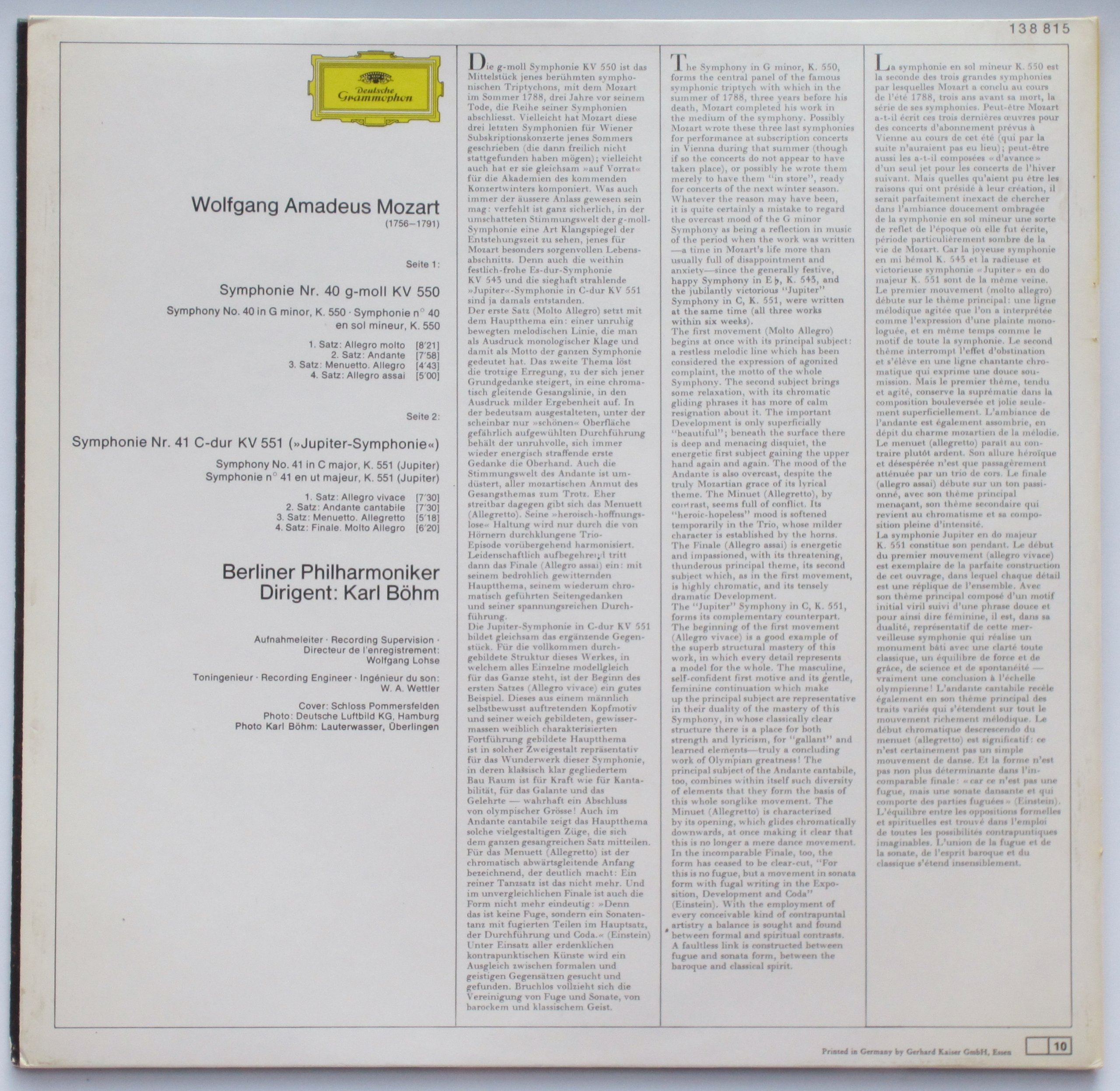 Symphonies Nr. 40 in G-minor/ Nr. 41 in C major "Jupiter)