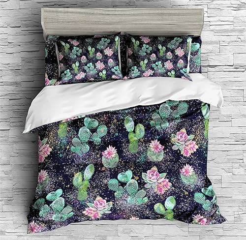 Miniatura 2 de REALIN Succulent Plant Bedding Cactus Flower Green Plant Duvet Cover Set Girl Boy Kids Bed Sets 234PCS Quilt CoversSheetsPillow