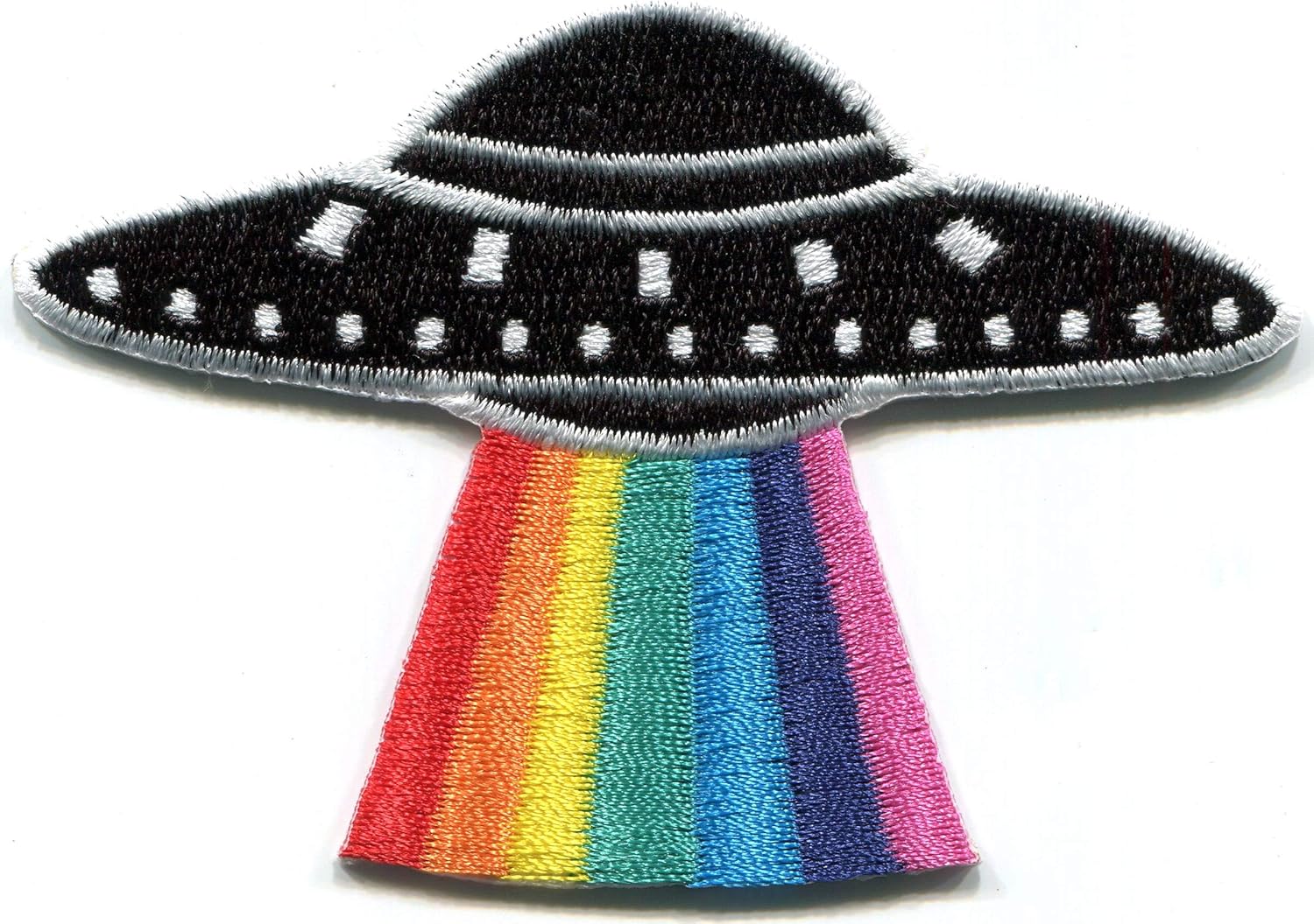 Amazon Com Rainbow Ufo Alien Lgbt Flying Disc Diy Embroidered Applique Iron On Patch S 16 Arts Crafts Sewing