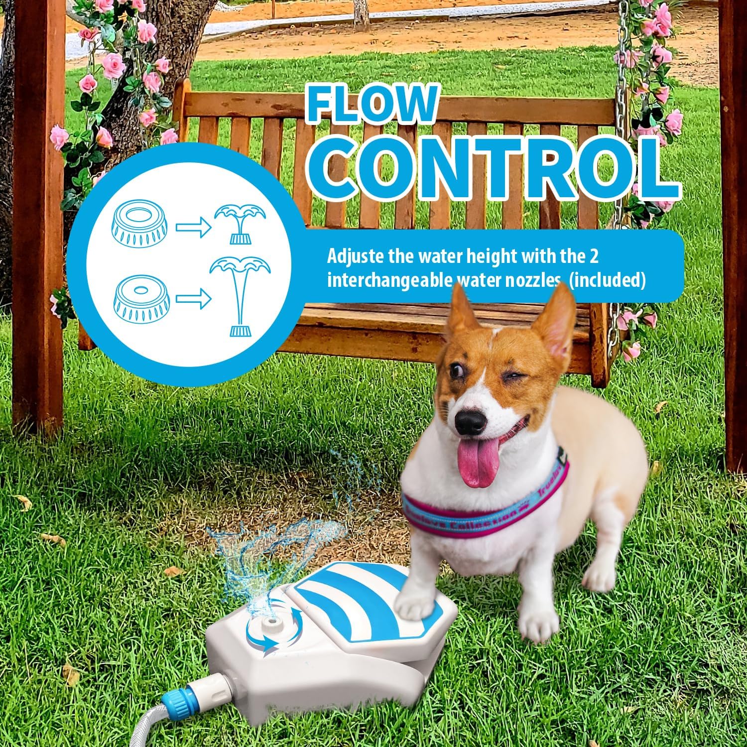 ALL FOR PAWS Dog Sprinkler Paw Activated Dog Step On Water Fountain Water Toys for Dogs Cooling and Hydration
