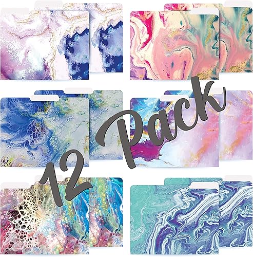 Miniatura 5 de Better Office Products Carpetas decorativas para archivos, paquete de 12, 6 diseños, pesadas, tamaño carta (9.5 x 11.5 pulgadas) con pestaña de