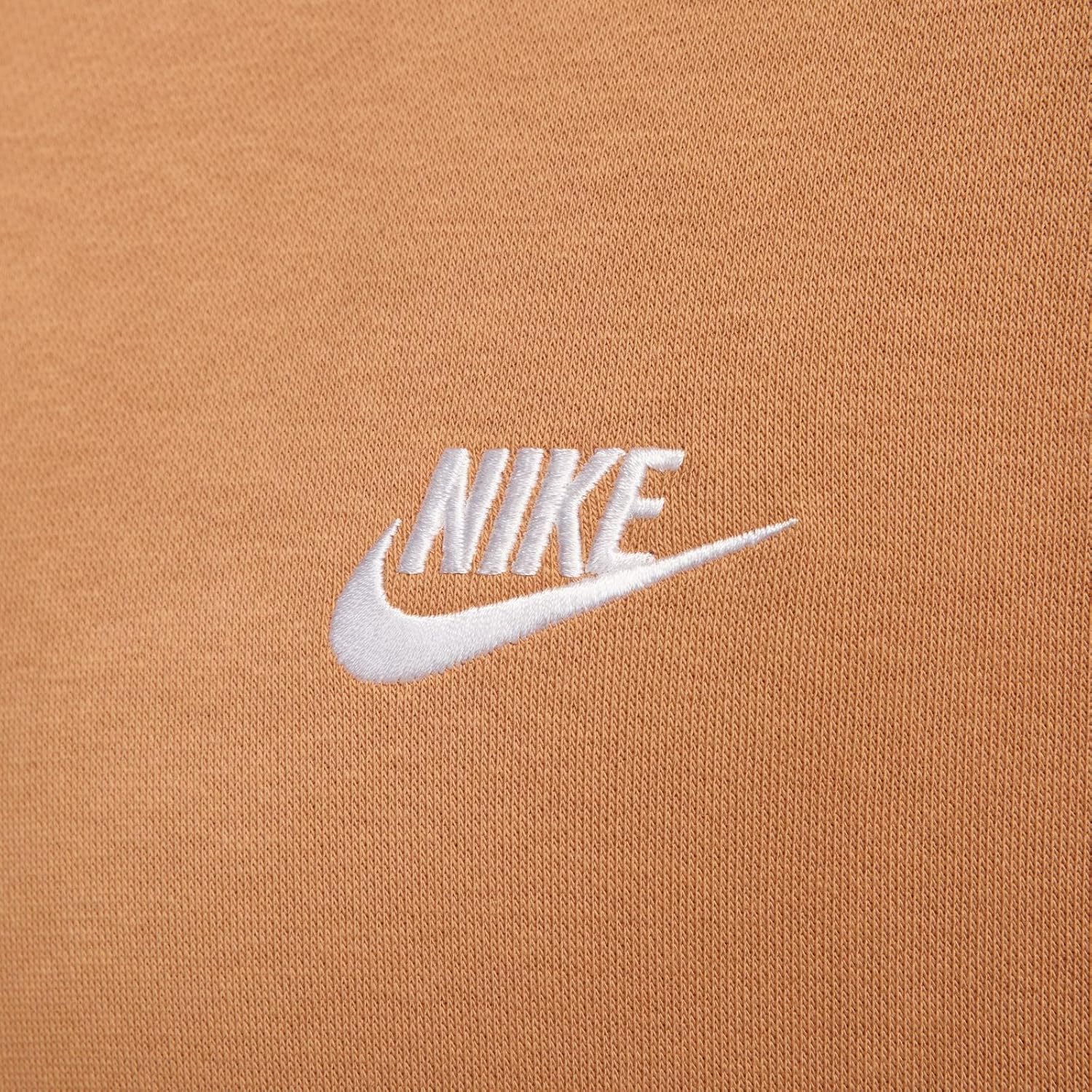 Nike Sportswear Club Fleece Pullover Hoodie (BV2654-224, FLAX/FLAX/WHITE) Size Large - Image 5