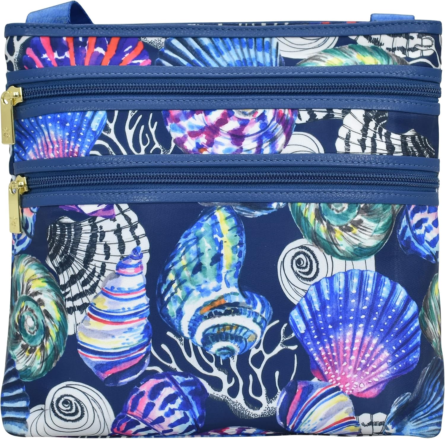 Anuschka Crossbody with Slip Pocket - Wanderlust Collection - Nylon Fabric with Genuine Leather Trim and Artwork Print