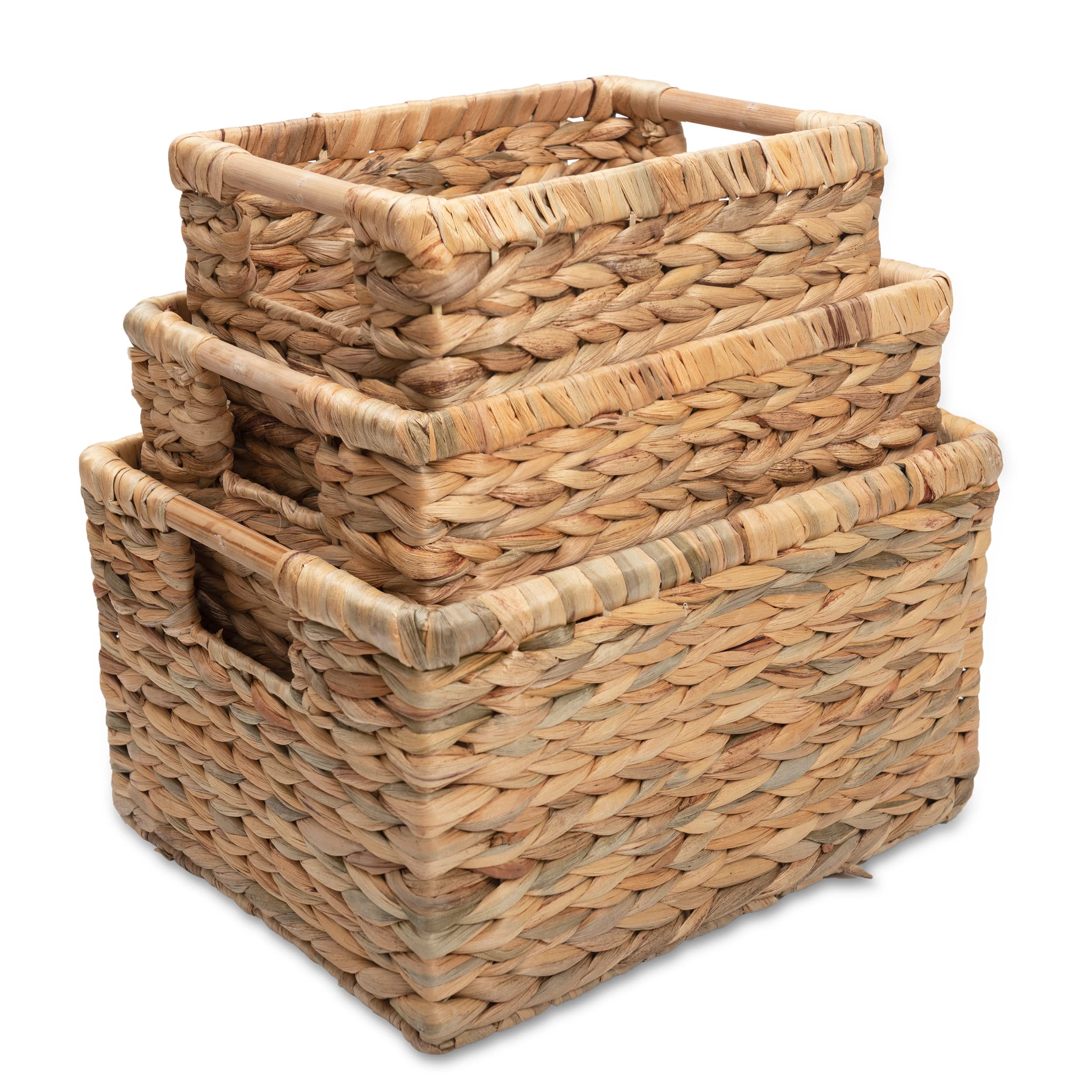 WUIKE Cestini Portaoggetti Trapezoidali In Tessuto Con Manici - Grigio Spina Di Pesce, 28L, Pieghevoli Per Scaffali E Armadi