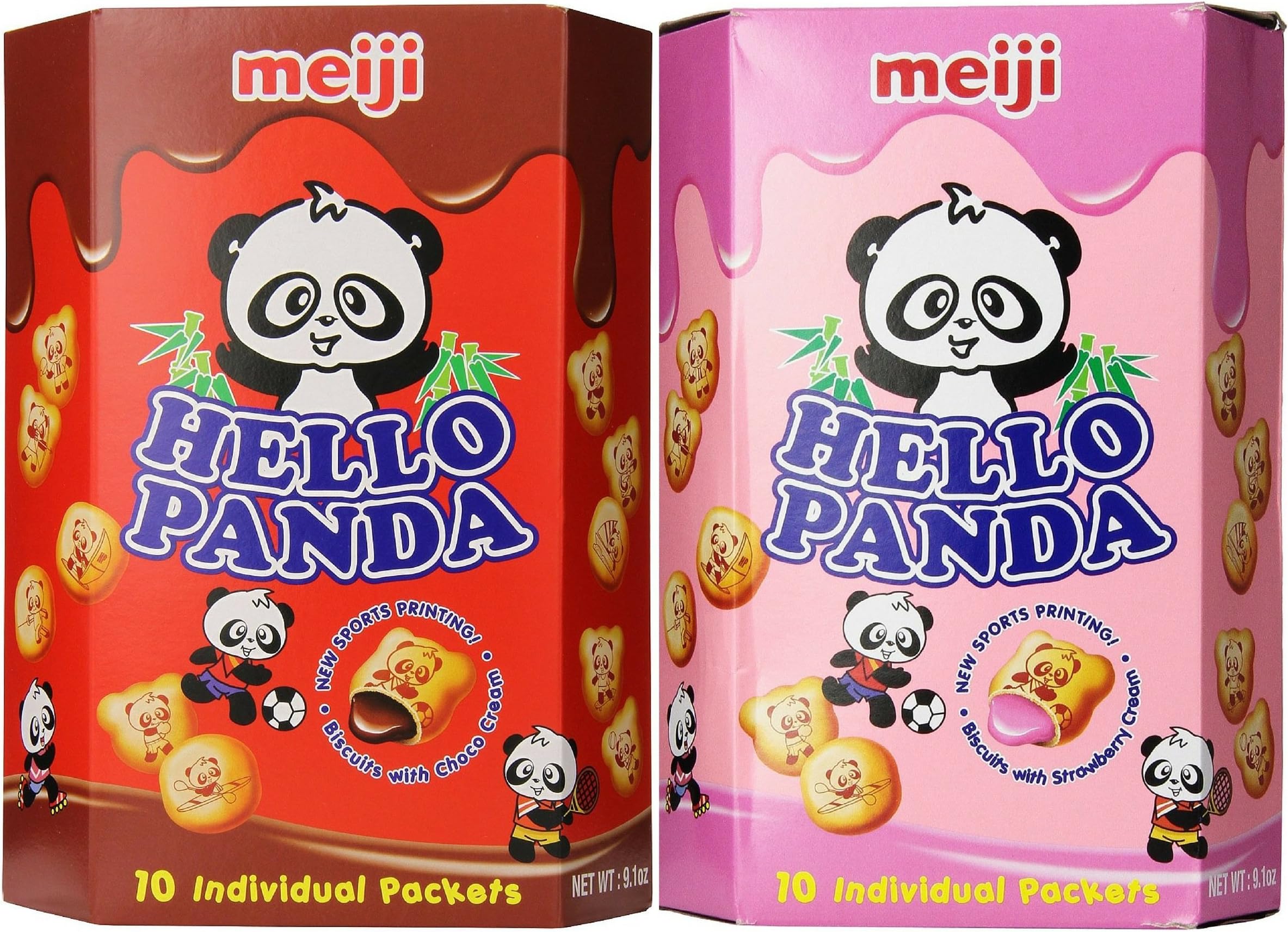 Meiji Hello Panda Big Box Chocolate Biscuit and Strawberry Biscuit 9.1 Ounce (Pack of 2)