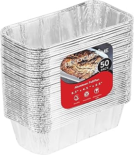 Aluminum Pans for Bread Loaf Baking (50 Pack) 8x4 Aluminum Foil Loaf Pan - 2 Lb Bread Tins, Standard Size, Compatible with...