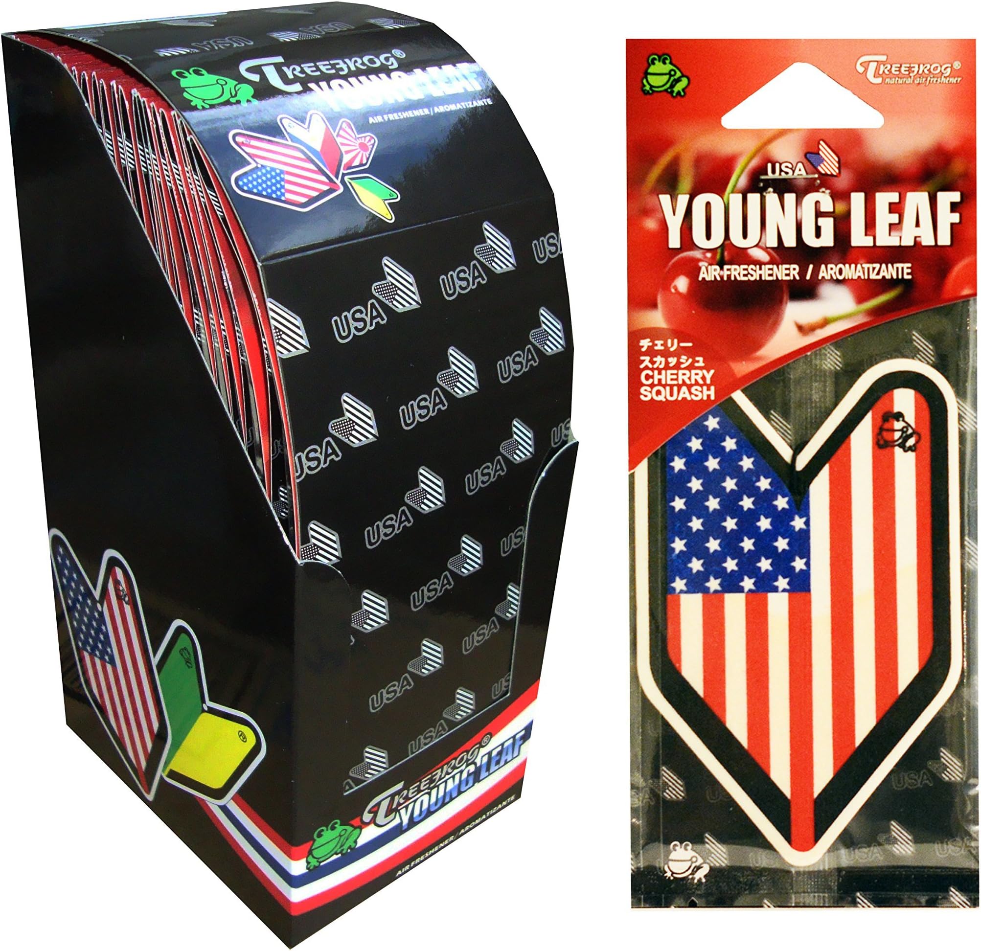Wakaba Young Leaf YLCS43 Japan Tree Frog Cherry Squash Scents JDM Hanging Air Freshener, 1 Box, 24 Piece