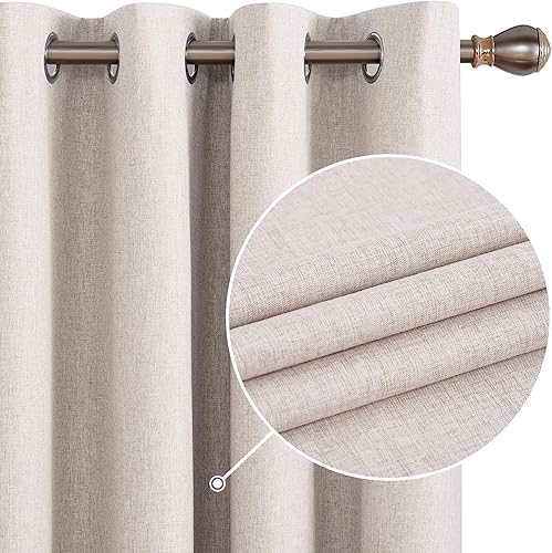 Miniatura 2 de Deconovo - Cortinas opacas 100% de lino sintético con ojales, cortinas para dormitorio y 2 paneles