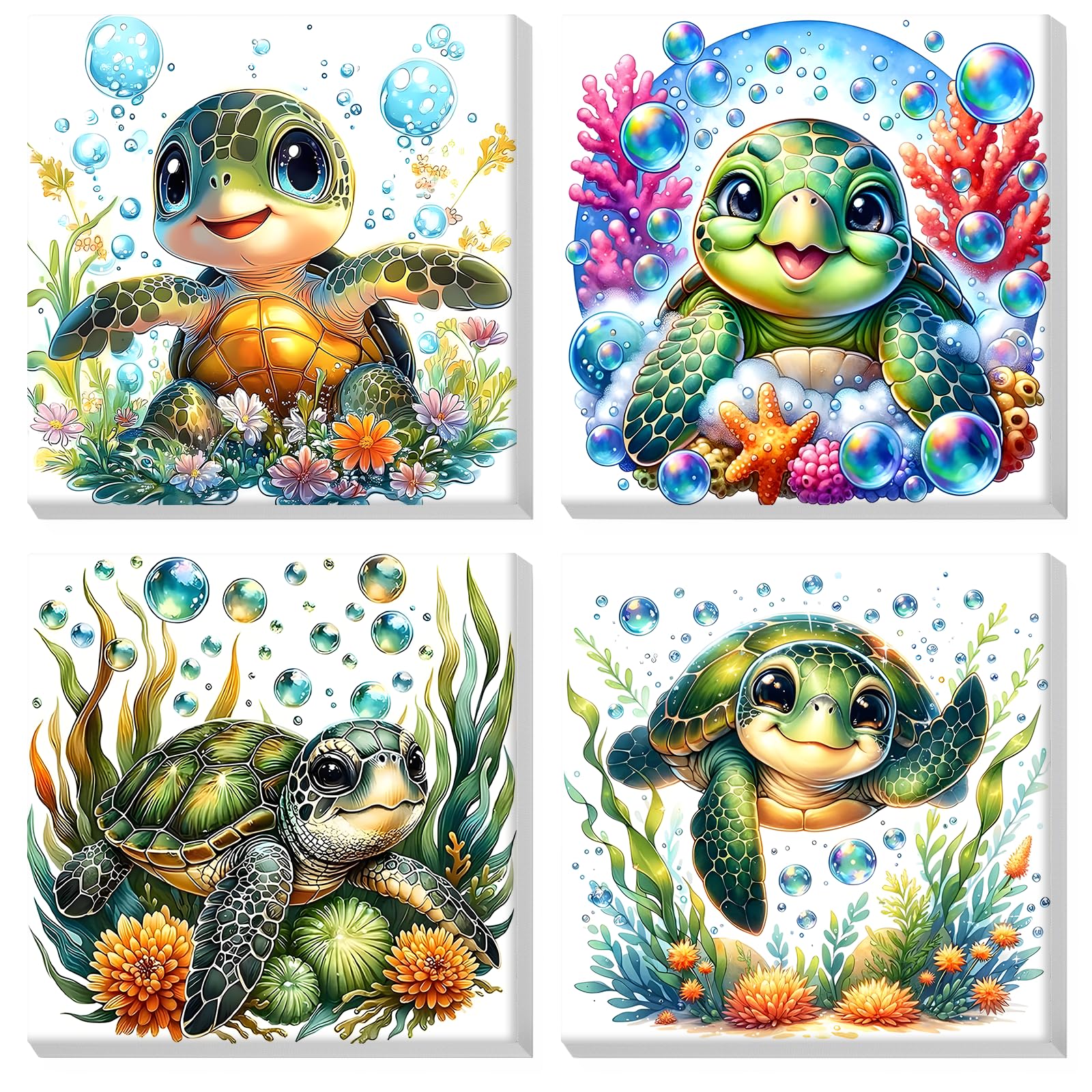 MOGTAA 4 Pack Peinture à Numéros Enfants Animaux Avec Cadre, Peinture à Numéros de 4-8-12 Ans Fille et Garçon, DIY Numéro d'Art Kits, Loisirs Créatifs Adultes, pour Décoration de la Maison 20×20cm