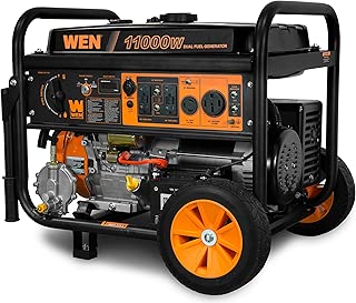 WEN DF1100T 11,000-Watt 120V/240V Dual Fuel Portable Generator with Wheel Kit and Electric Start - CARB Compliant, Black - coolthings.us