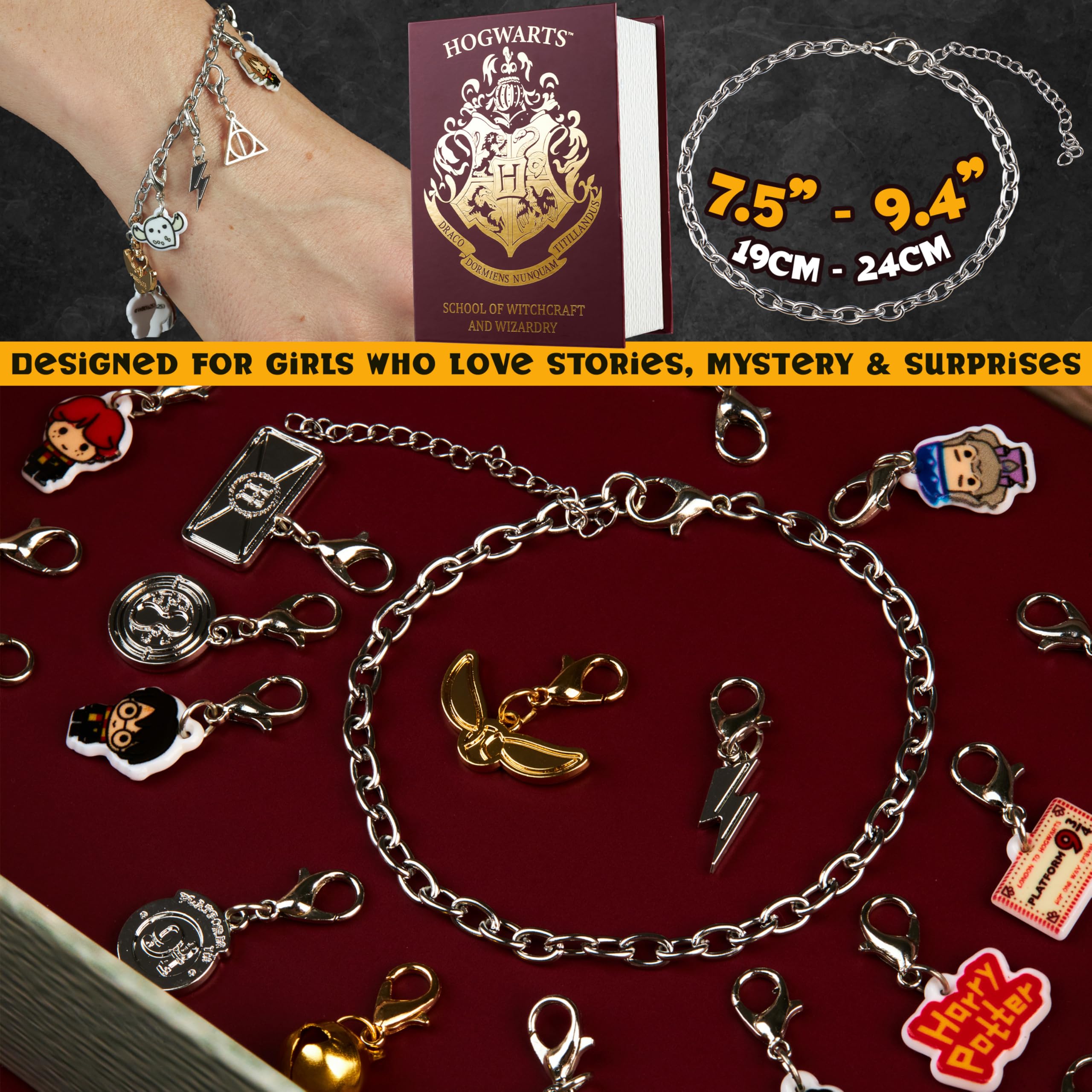 Get Trend Harry Potter Calendario Avvento 2025 per Ragazza, Gioielli Natale Conto Alla Rovescia Calendari con Braccialetti e Charms, Regalo Bambina (Borgogna Harry Potter)