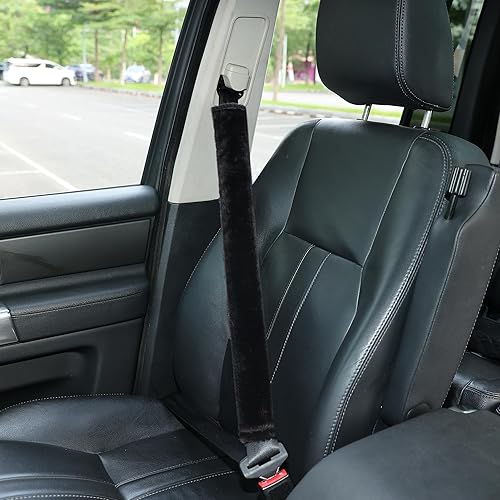 Miniatura 14 de Amooca Funda universal para cinturón de seguridad de piel sintética suave para automóvil, camión, SUV, avión, almohadilla para cinturón de seguridad