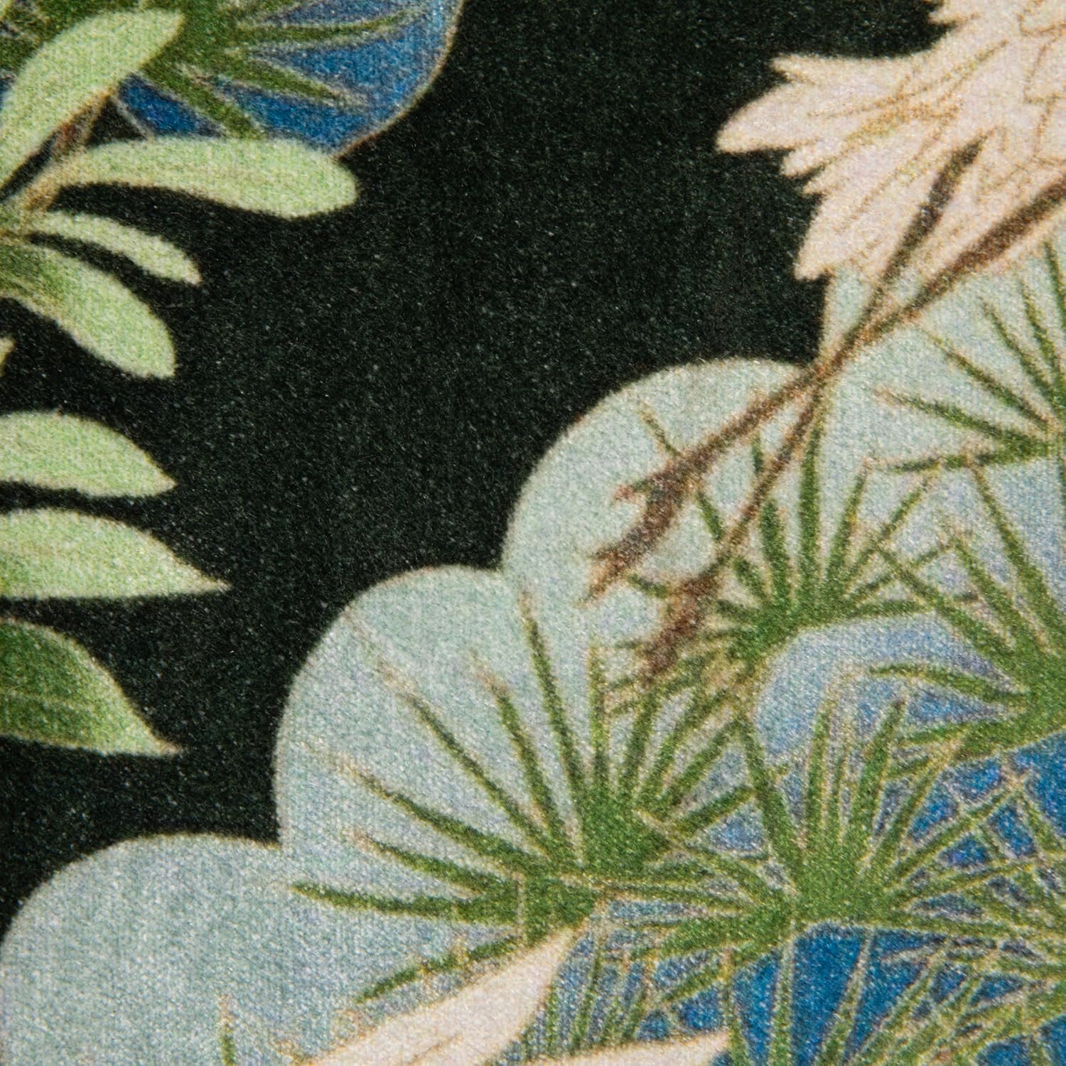 Creative Co-Op Cotton Blend Velvet Printed Pillow with Cranes and Piping, Multicolor, Heron Pattern