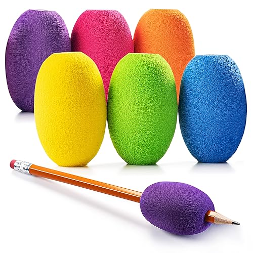 Special Supplies Egg Pen-Pencil Grips for Kids and Adults Colorful, Cushioned Holders for Handwriting, Drawing, Coloring - Ergonomic Right or Left-Handed Use - Reusable (6-Pack) - 6-Pack