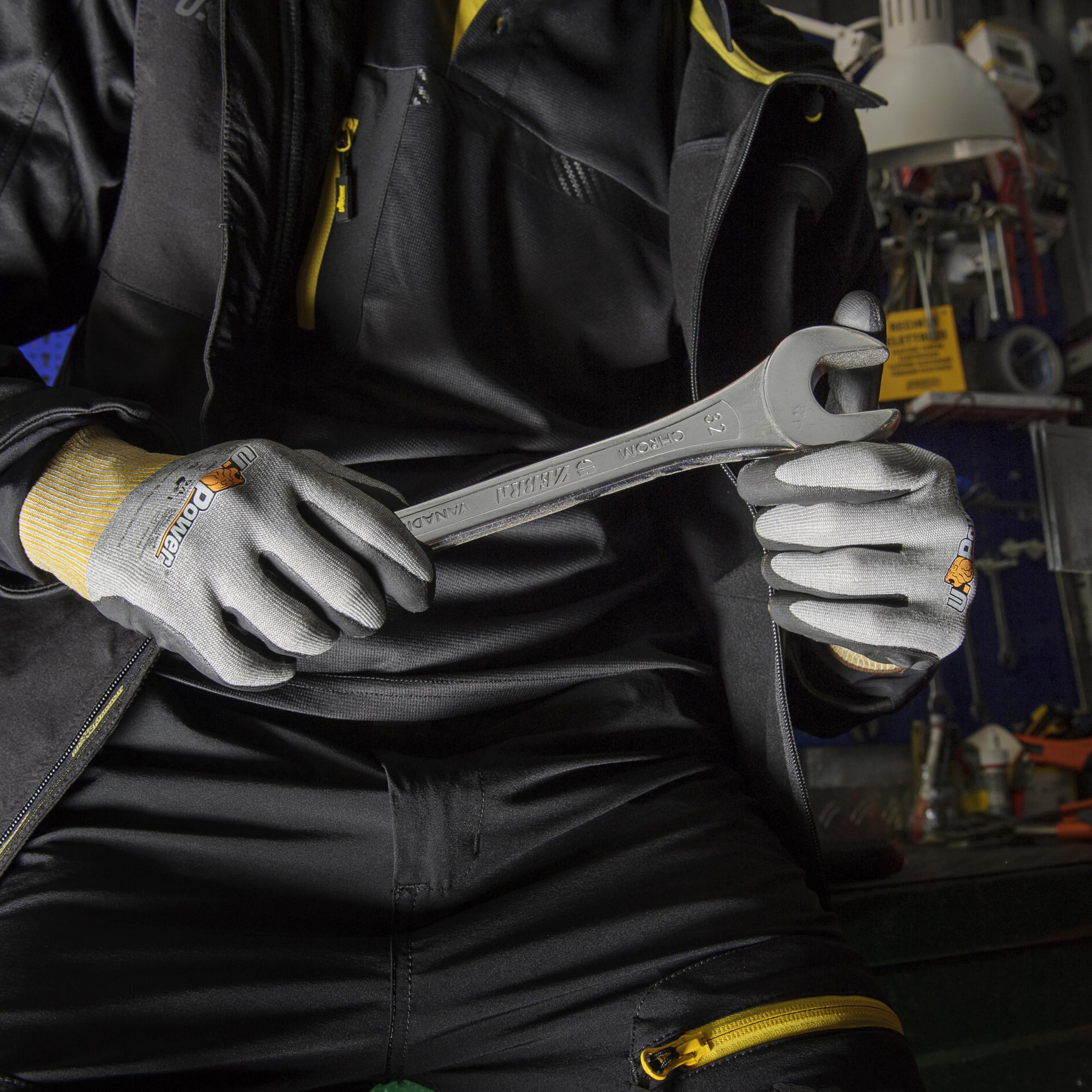 U-POWER Lot de 12 gants de travail Polka en nylon hppe et mousse polyuréthane, usinage à 18 aiguilles pour augmenter la dextérité et l'ajustement