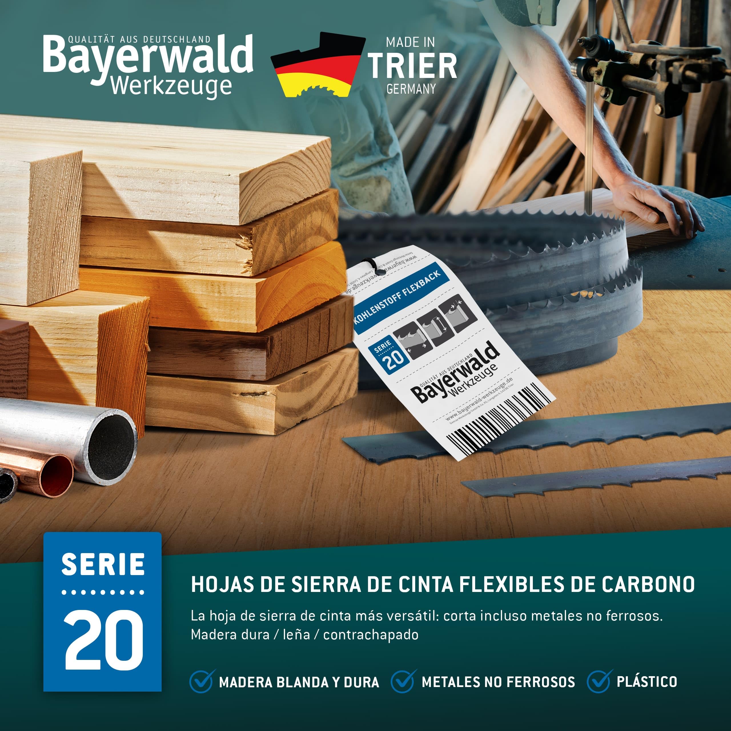 Bayerwald Uddeholm - Hoja de sierra de cinta (1425 x 6 x 0,4 x 4 mm, compatible con todo tipo de madera/sierra de cinta Einhell