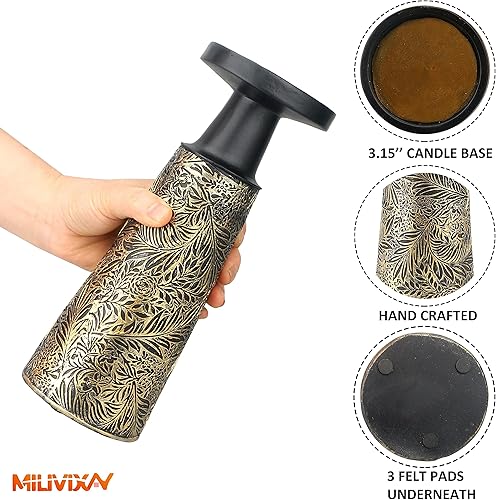 Miniatura 3 de MILIVIXAY Juego de 2 portavelas de pilar grande de resina, portavelas alto de granja, decoración de mantel de mesa, centros de mesa auxiliares