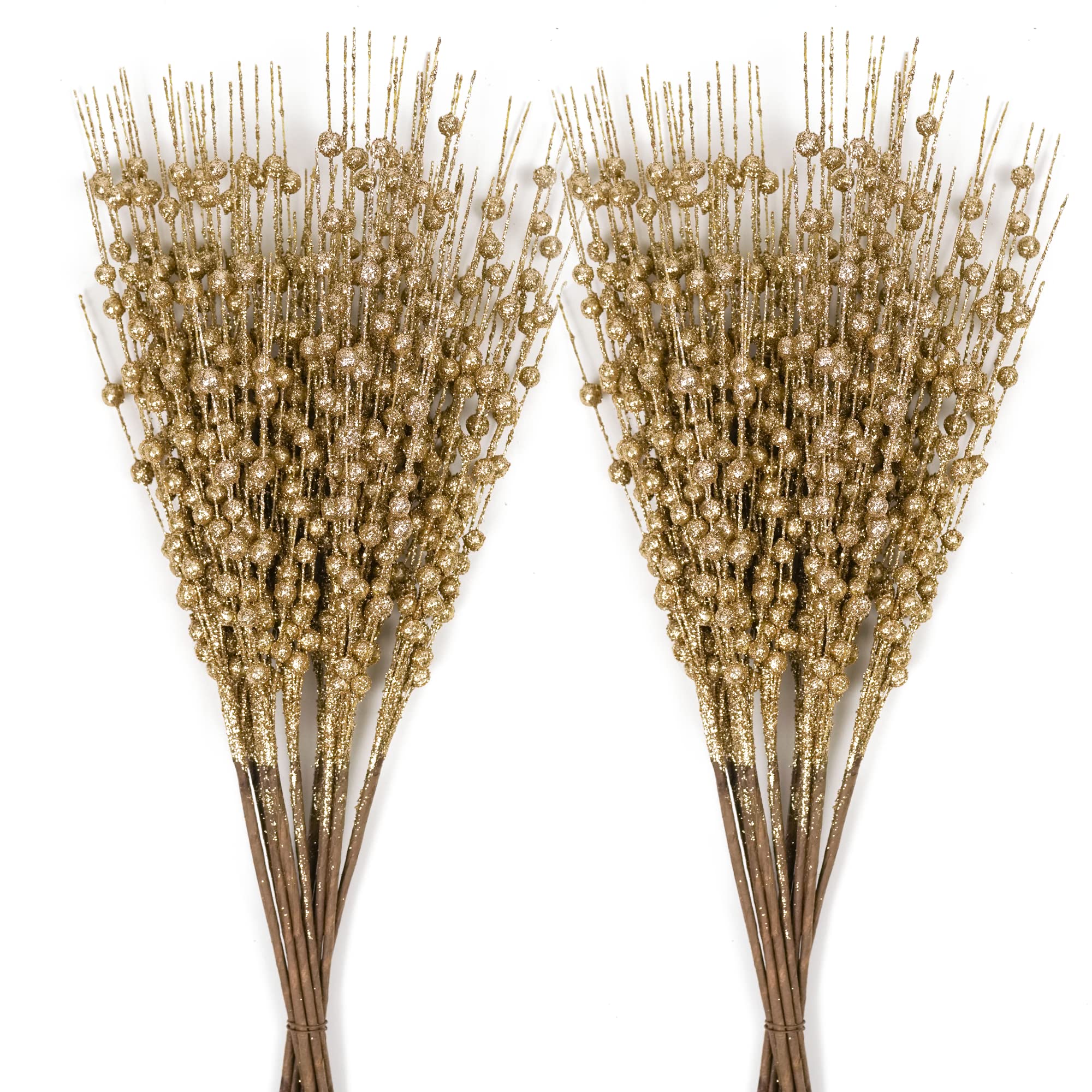 HomeKaren 20 Pack Artificial Christmas Glitter Berries Picks for Trees, 16.5 inch Christmas Stems Sticks Decorations for Tree Garland Wreath Gift Fireplace Holiday Home Decor