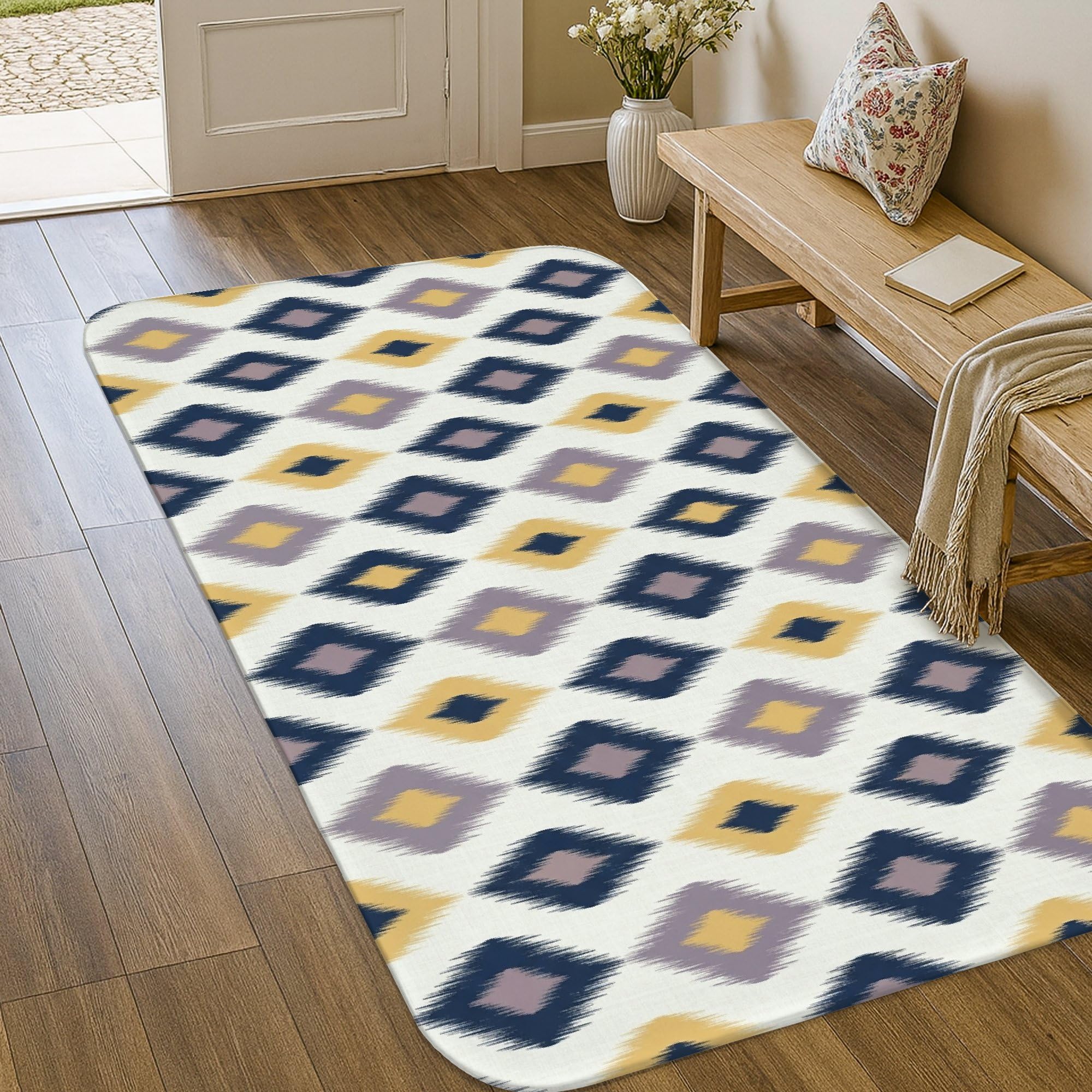 Tapis de salle de bain rectangulaire anti-humidité et sans blocage de porte