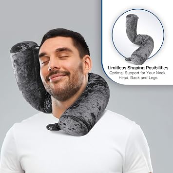 Cloudz Flex Universal Memory Foam Travel Neck and Body Pillow - Grey