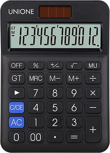 Miniatura 14 de UNIONE Calculadora Panda con LCD brillante, escritorio portátil de doble alimentación. Color. Negocios, oficina, escuela secundaria... (beige)