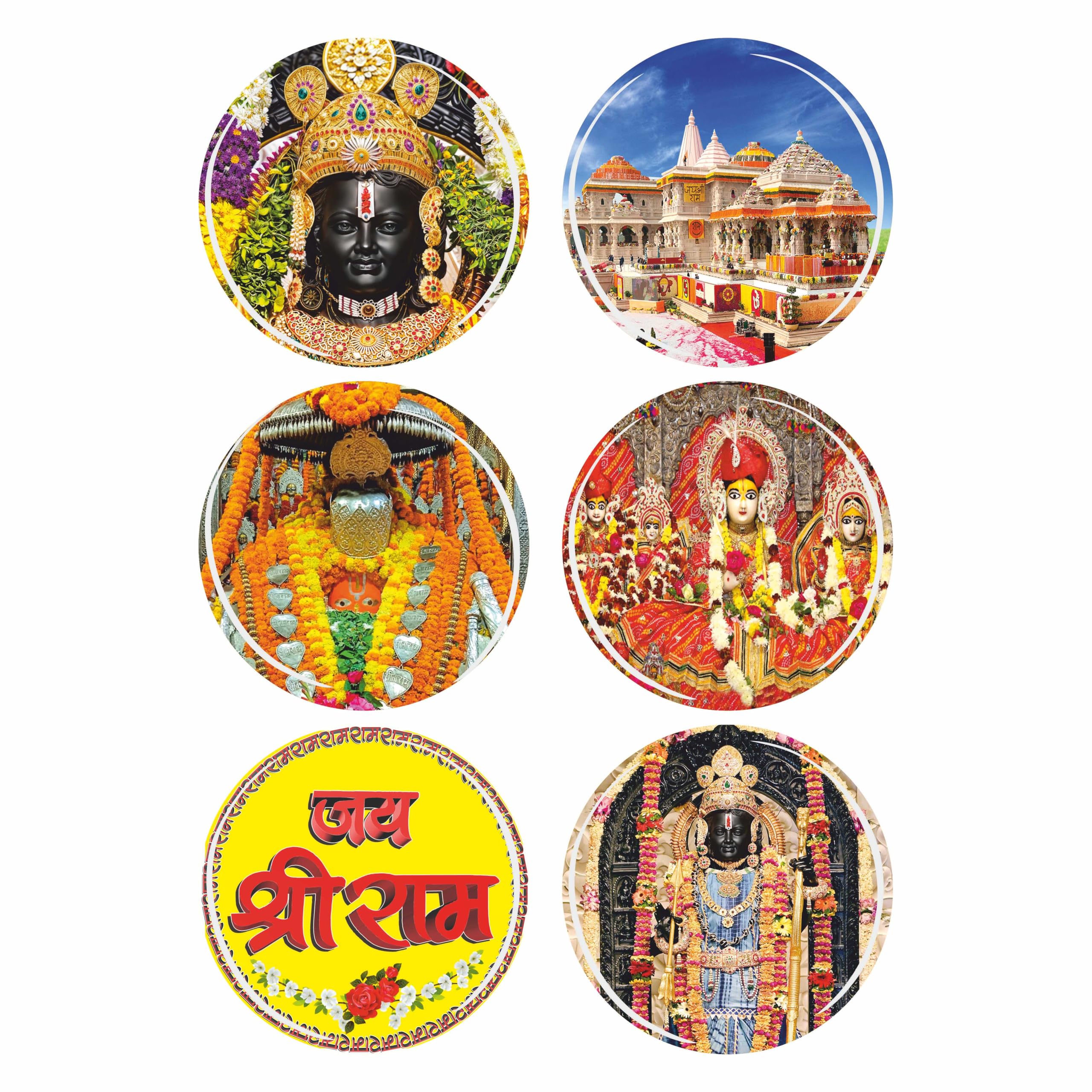 Rangoli 35mm Beautiful Ram Lala 3D Glass Fridge Magnets for Home Decoration and Gifting, Magnetic Paper Holder Pack of 6-image-42