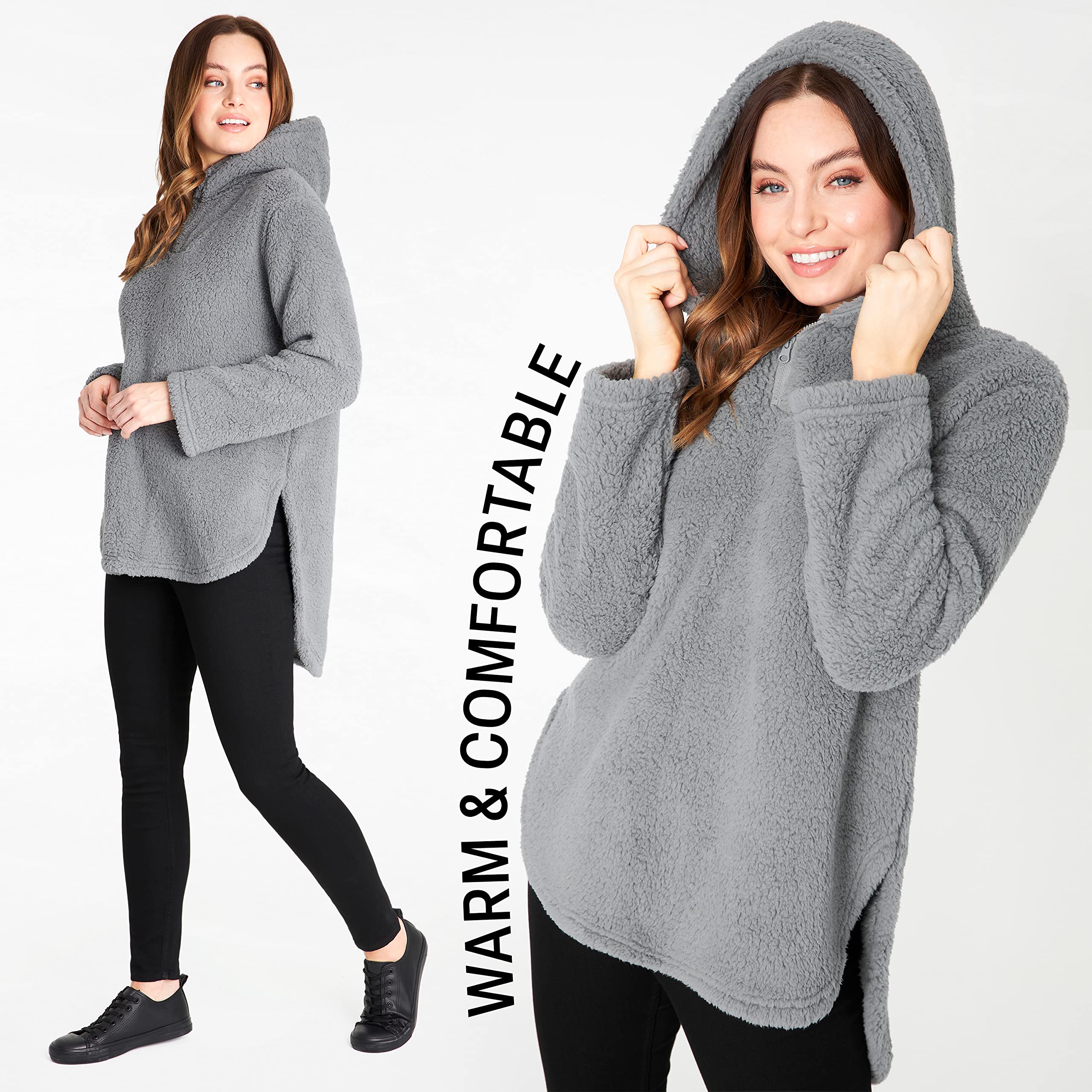CityComfort Felpa Donna - Felpa Pelosa in Pile Sherpa S-XL