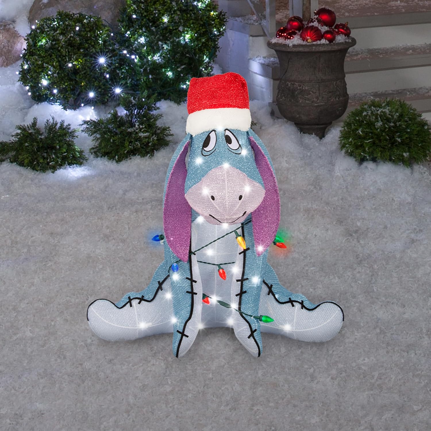 Gemmy 3D Holiday Lighted Tinsel Sculpture Eeyore 28" Disney, Multicolored