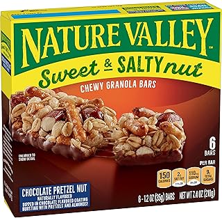 Nature Valley Granola Bars, Sweet and Salty Nut, Chocolate Pretzel Nut, 6 Bars, 7.4 oz