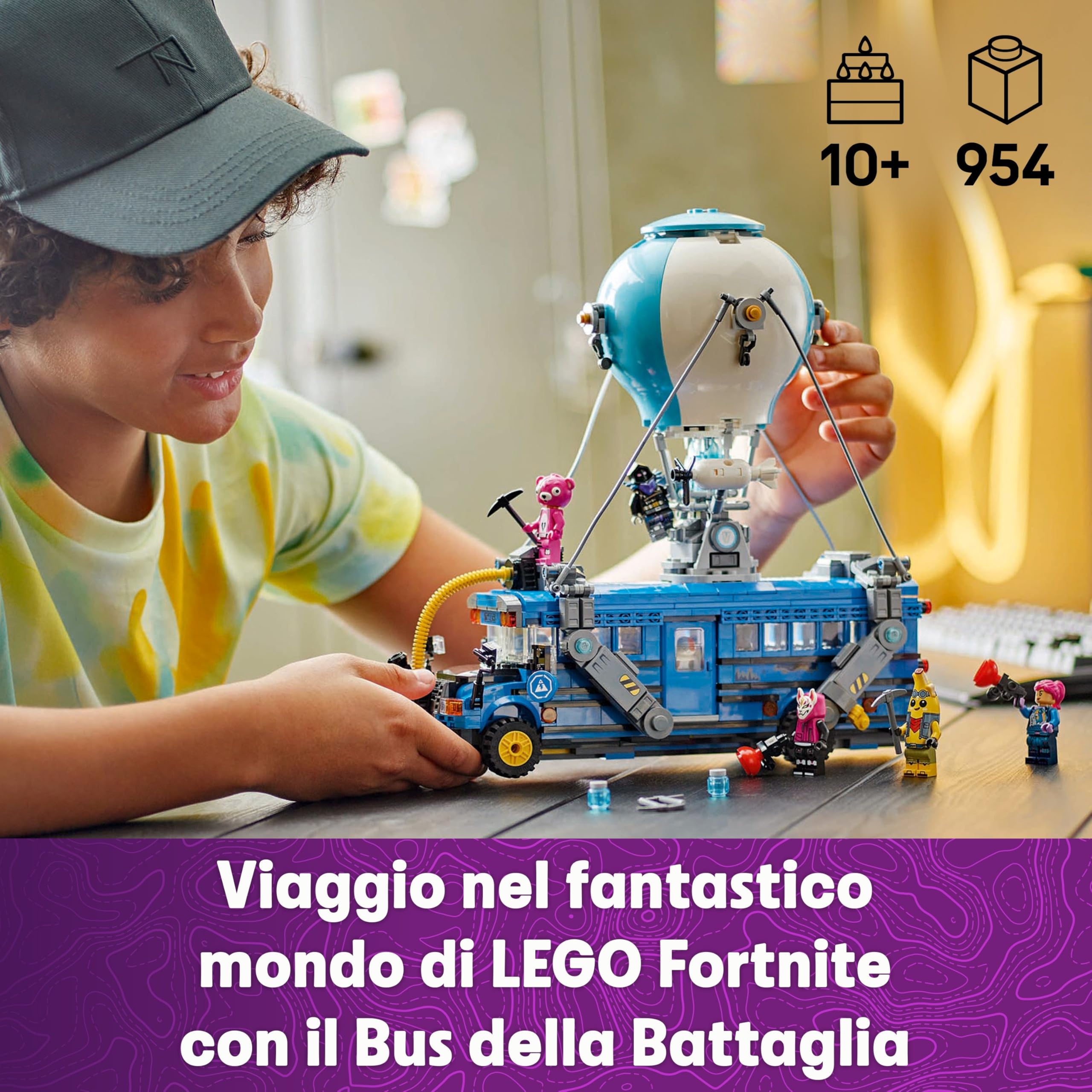LEGO Fortnite Bus della Battaglia Giocattolo - Veicolo da Gioco e da Esposizione dal Videogioco con 9 Minifigure e Accessori - Regalo per Gamer, Bambini, Bambine e Fan Adolescenti da 10 Anni - 77073