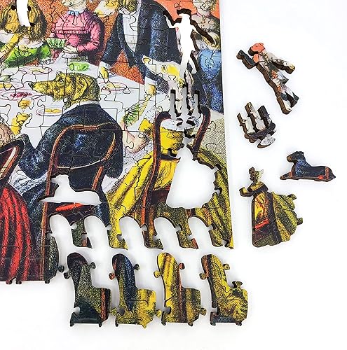 Miniatura 9 de Rompecabezas de madera para adultos, piezas de forma única, fabricado en los Estados Unidos por FoxSmartBox - 365 piezas - Cena de perros