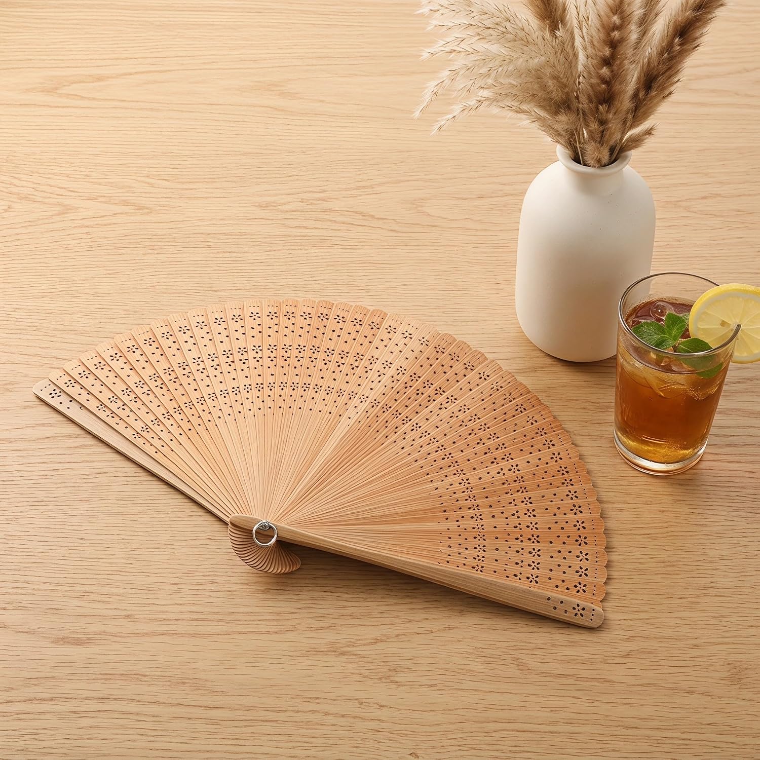UKCOCO Vintage Bamboo Handheld Folding Fan - Portable Manual Cooling Fan for Wedding Dance Props & Party Gifts - Retro Display for Summer Cooling
