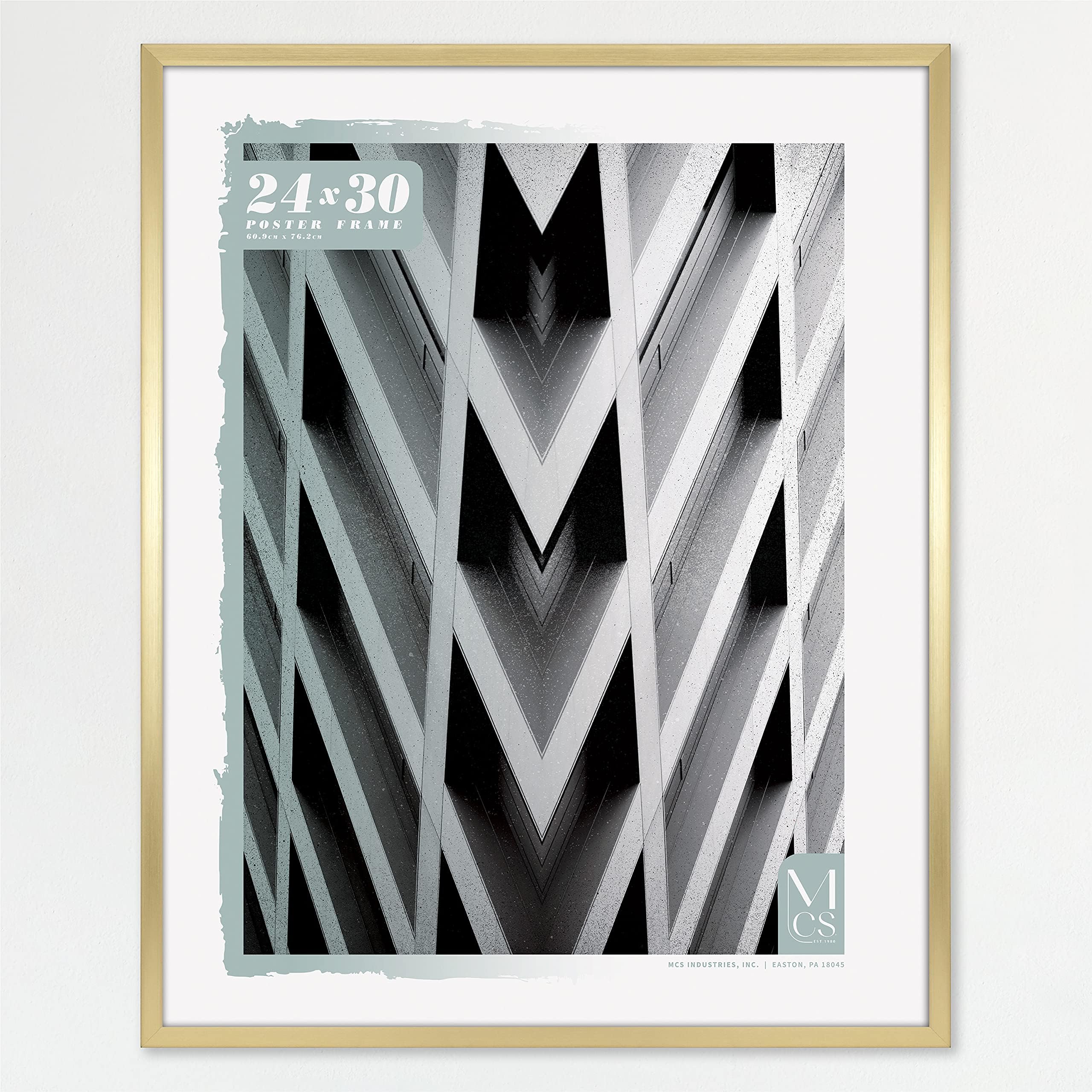 Foundation 24x30 Poster Frame Traditional Brass, Vertical & Horizontal Wall Hanging Large Picture Frame for Photos, Posters & Art Prints (1-Pack)