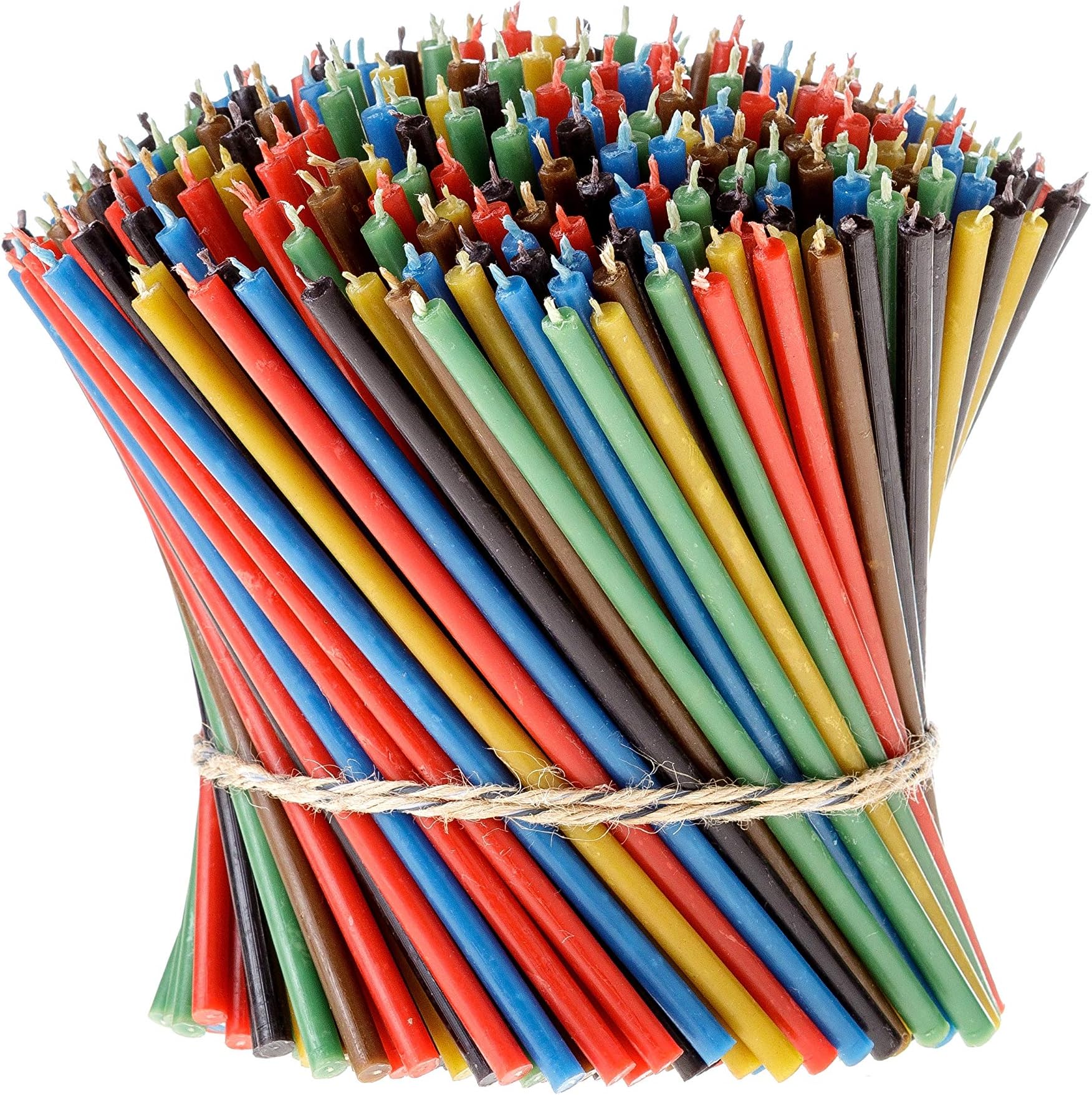 Danilovo Pure Beeswax Candles - No-Drip, Smoke-Less, Tall, Thin Taper Candles – Decorative Candles for Church Prayer, Decor or Birthday Candles – Honey Scented Candles – 6.5”x0.22”(6 Colors, 300 pcs)