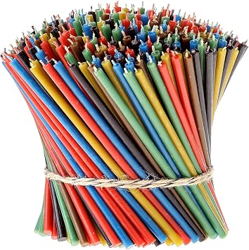 Danilovo Thin Taper Beeswax Candles - Honey-Scented, Decorative Candles Ideal for Birthday Decoration or Church Prayers - 6 Colors Drip Free, Tall & Smokeless Pack of 300 pcs, 6.5 x 0.22 inch