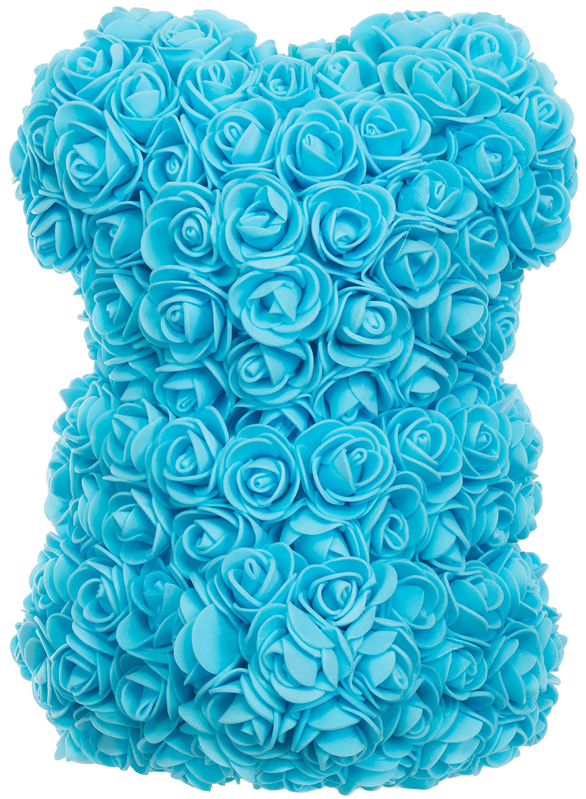 Brandsseller Orsetto in Rose Artificiali 25x16 cm – Orsetto Decorativo in Fiori di Seta, Regalo Romantico per San Valentino, Compleanno, Matrimonio – disponibile anche con Confezione Regalo – Blu