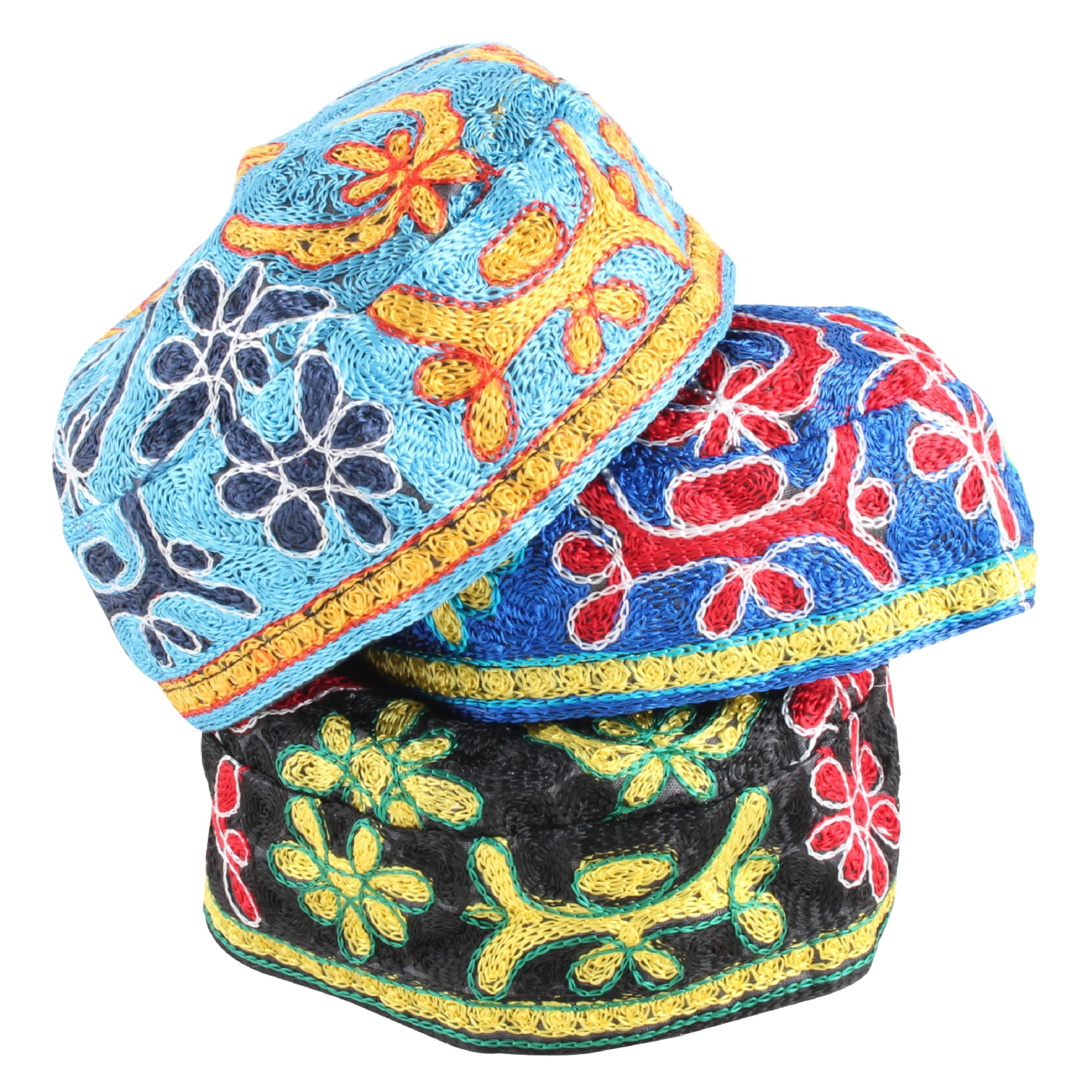3* Bukharian Embroidered Kippah - Assorted Colors