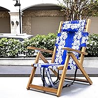 Vista 2 de Melino Silla plegable de madera para exteriores, 3 posiciones, reclinable, con almohada, bolsa con cremallera, correa de transporte, marco de madera