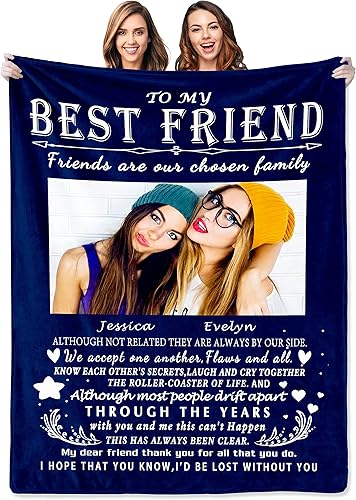 Miniatura 8 de Manta personalizada para mejor amiga con fotos, mantas personalizadas de amistad de larga distancia, regalos personalizados de cumpleaños para