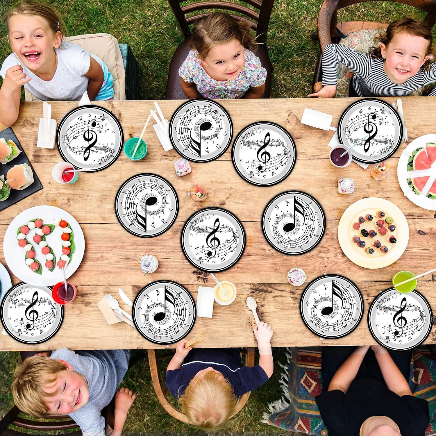 50pcs 7inch Musical Note Plates Music Themed Tableware Newborn Baby Shower Musical Notes Disposable Paper Dinnerware for Picnic Dessert Kids Party Baby Shower Birthday Music Party Decorations