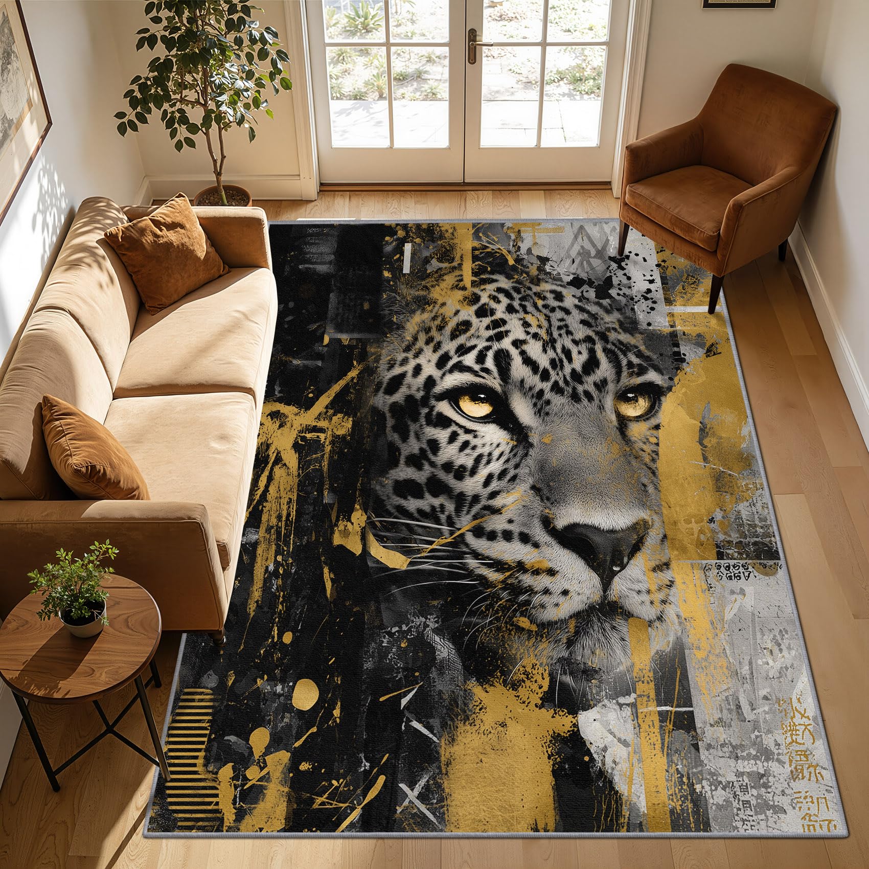 Mistela Leopard Teppich 200x200 cm Tiermotiv