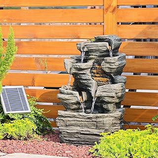 10 Small Backyard Fountain Ideas That Fit Limited Space 37 6 Tier Cascading Rock Solar Water Fountain Outdoor Garden Waterfall Deco...